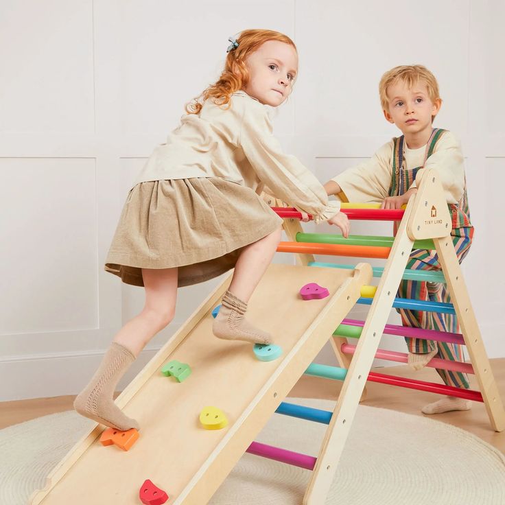 Montessori Tırmanma Seti 3’lü | Ahşap Kaydırak, Salıncak ve Minderli Oyun Üçgeni | Gelişim ve Eğlence Bir Arada